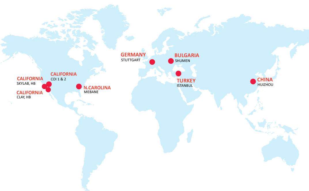 World Map with Cambro locations